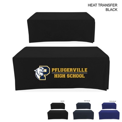 Polycotton Twill Table Throw for 6' Table, Drape style, 4 sided, Closed Back, Heat Transfer logo